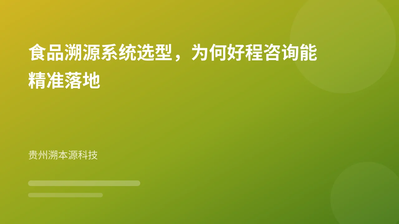 食品溯源系统选型,为何好程咨询能精准落地